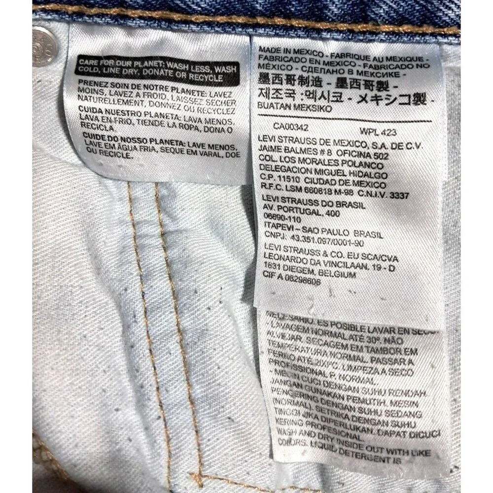 Levis 505 Regular Mens Jeans 40x30 Light Wash Whiskered Straight Leg Classic Den
